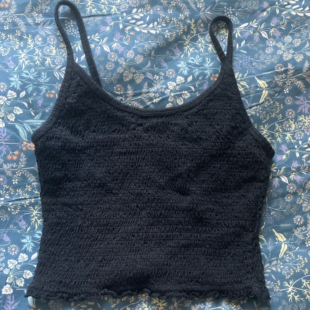 Black Ruffled Hollister Crop Tank